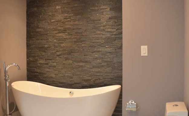 Free Standing White Bath Tub, Modern Shower and Bath Vanity in Northern Liberties, Philadelphia